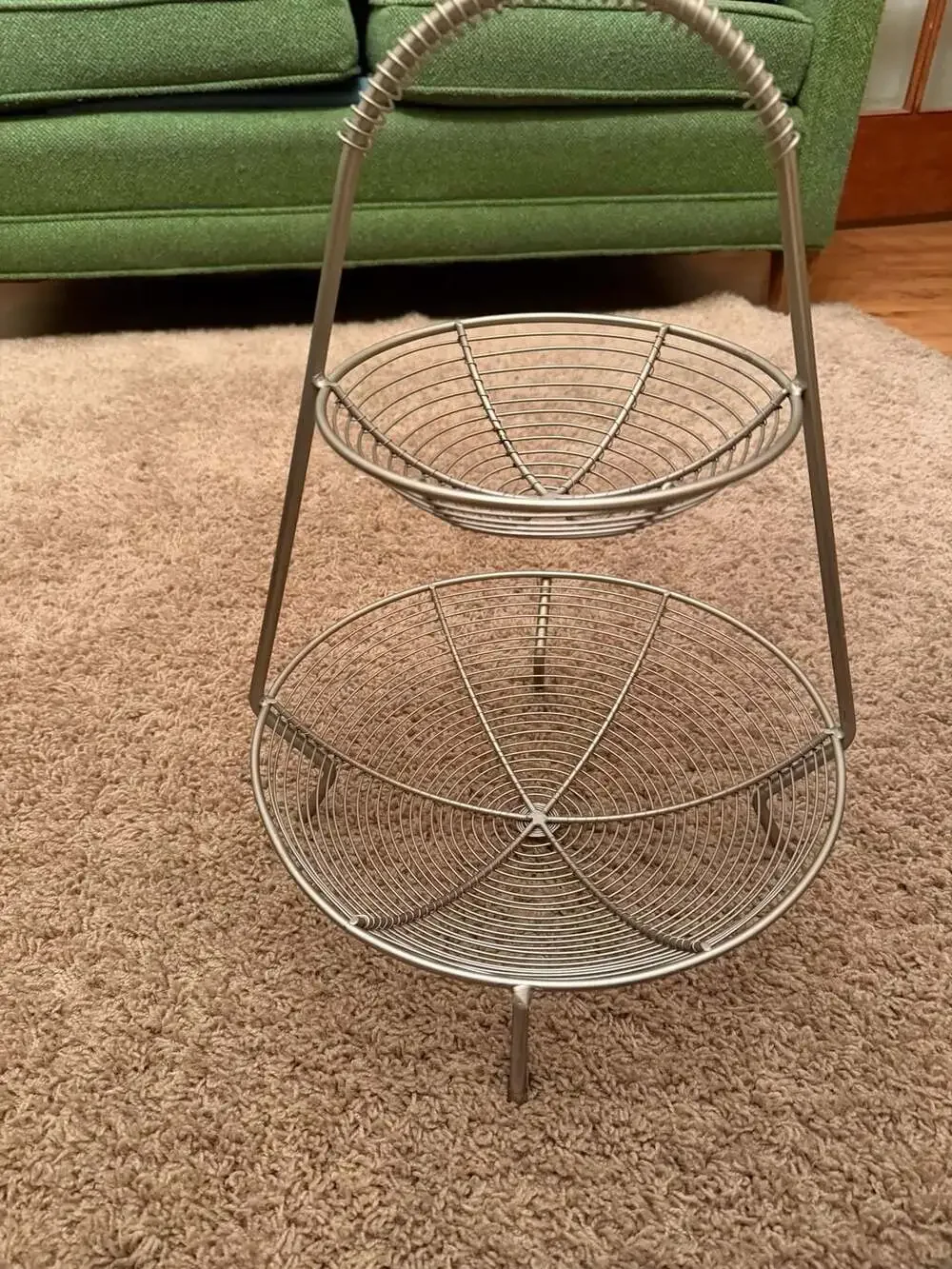 Tramontina 2-Tier Stainless Steel Wire Fruit Basket Stand with Handle